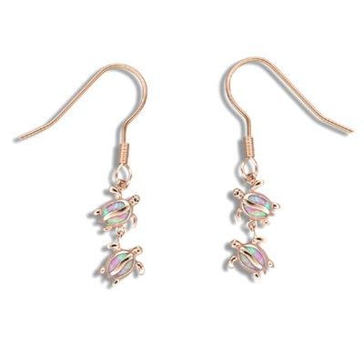 Pink Simulated Opal Plumeria Fishhook Earrings Sterling Silver 