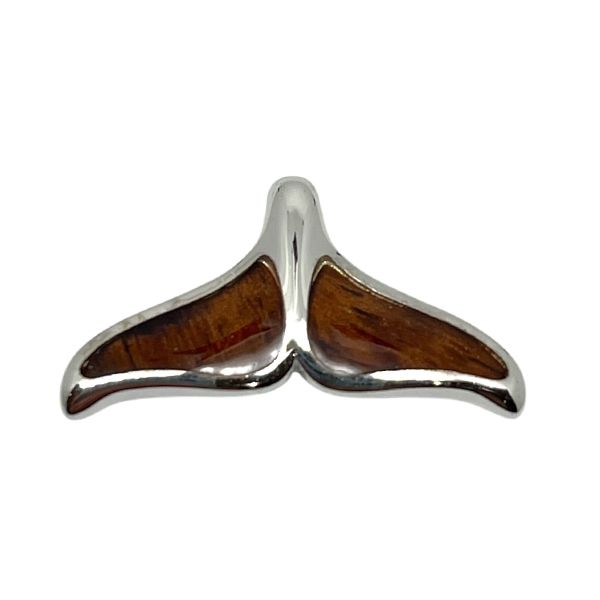 Sterling Silver Hawaiian Koa Wood Whale Tail Pendant