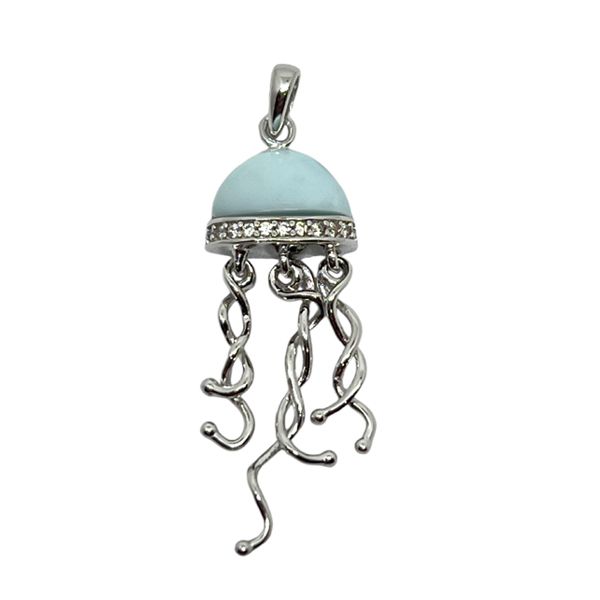 Sterling Silver Light Blue Larimar Jelly Fish Pendant