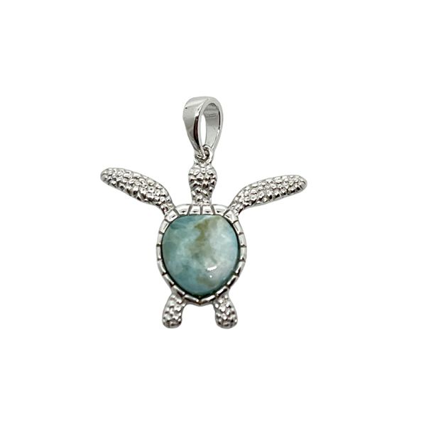 Sterling Silver Light Blue Larimar Honu Charm